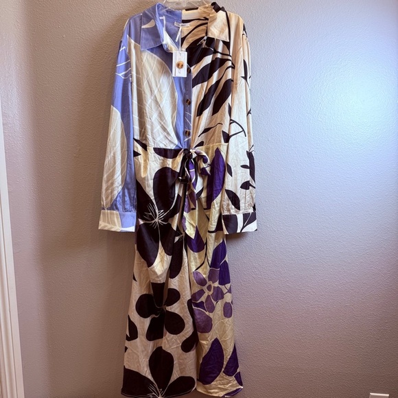 Womens Shirt Dress Floral Size XL Purple Stitchdrop Trinidad Long Modest New - Picture 1 of 7